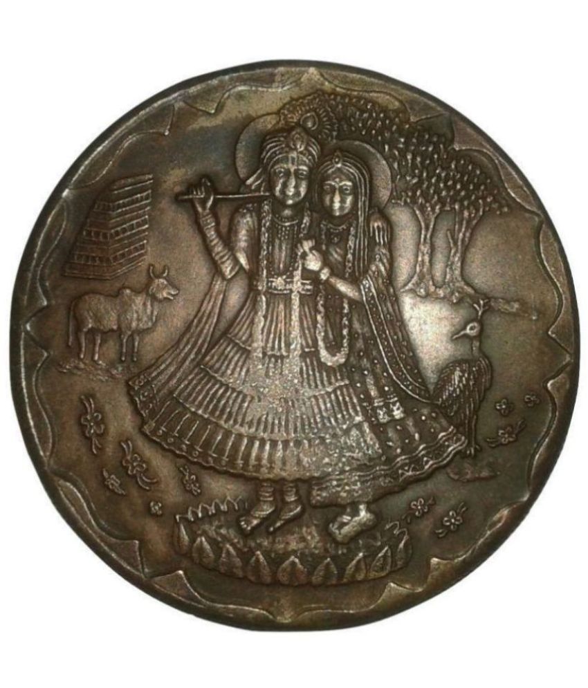     			1818 East India Company Temple Token g Shree Radha Krishna big sized  20 gram coin celebrating divine love