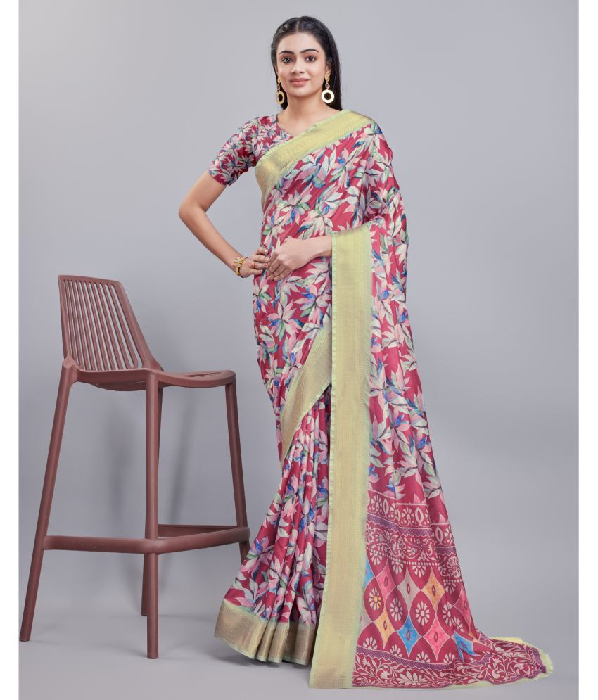     			Aadvika Cotton Printed Saree With Blouse Piece - Multicolour ( Pack of 1 )