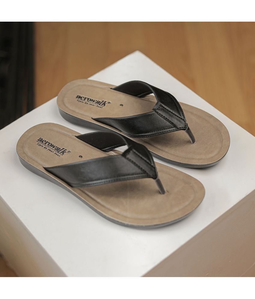     			Aerowalk Black Men's Thong Flip Flop