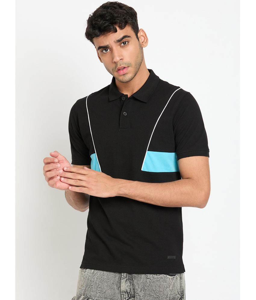     			Club York Cotton Blend Regular Fit Colorblock Half Sleeves Men's Polo T Shirt - Black ( Pack of 1 )