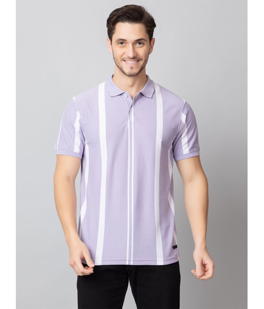     			Club York Cotton Blend Regular Fit Striped Half Sleeves Men's Polo T Shirt - Purple ( Pack of 1 )