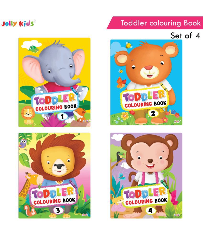     			Jolly Kids Toddler Colouring Die-Cut Animals Shape Activity Books Set of 4 for Kids| Ages 1-6 Years