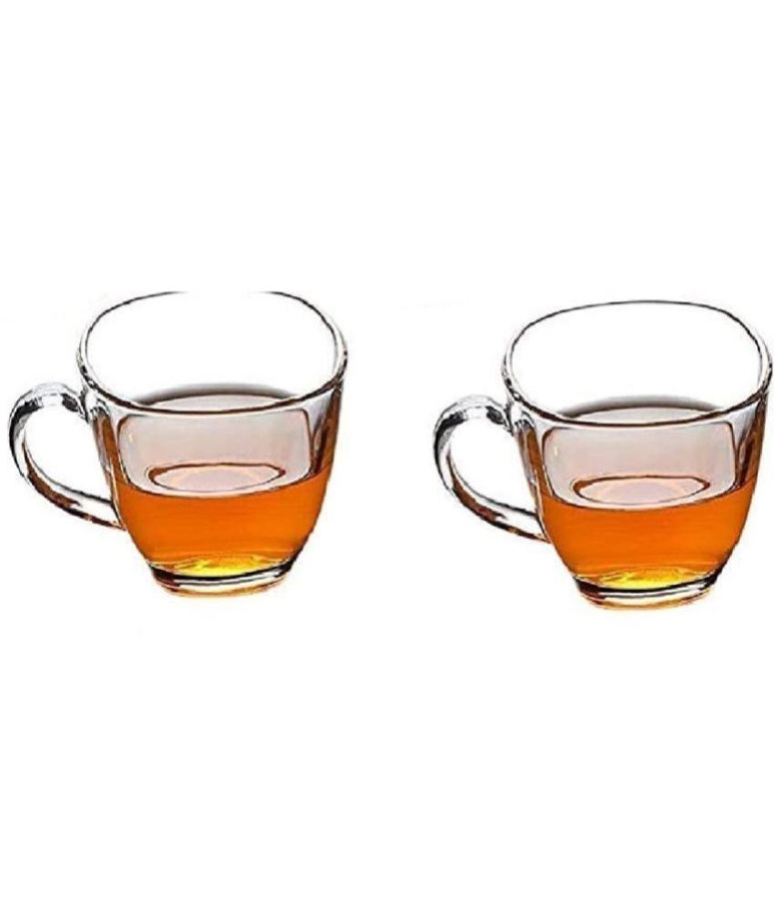     			KALPVRUKSH ENTERPRISE Transparent Tea cup Solid Glass Coffee Mug 140 mL ( Pack of 2 )