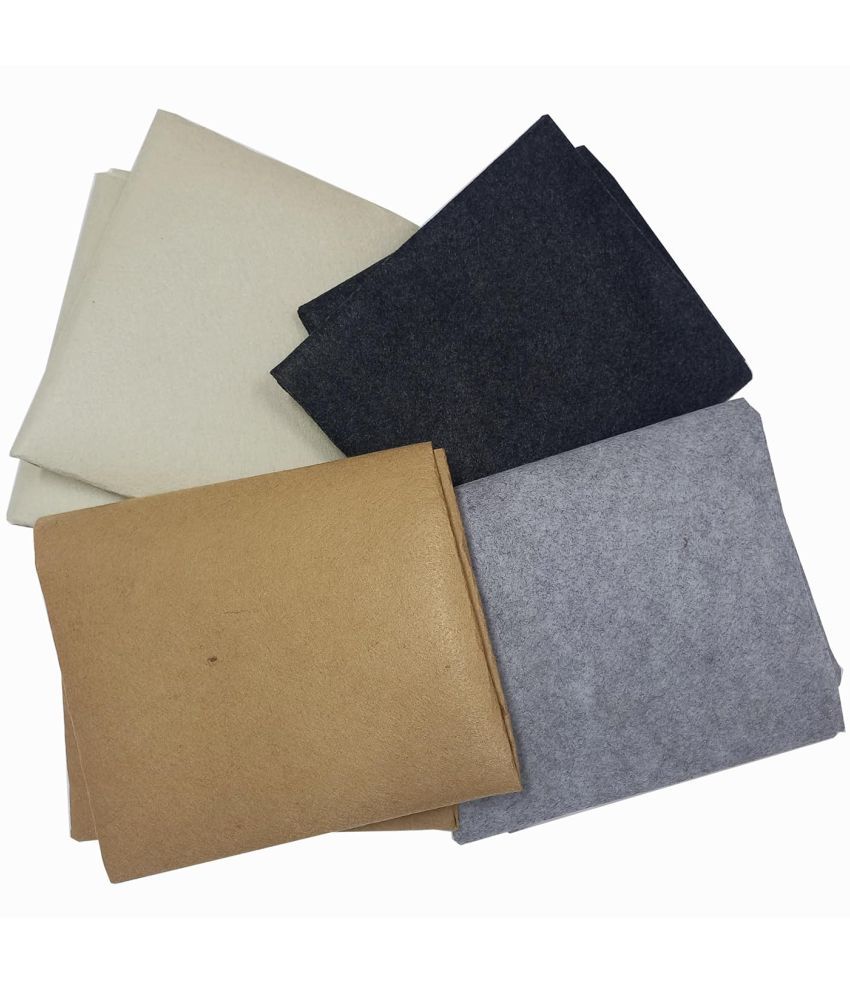     			PRANSUNITA Pack of 4 Basic Shade Felt Fabric Sheet Stiff (Hard) Size 19” x 21” inch Different Color Felt for School DIY Crafts Patchwork, Table & Board Backdrops, Embroidery Sewing- 4 pcs