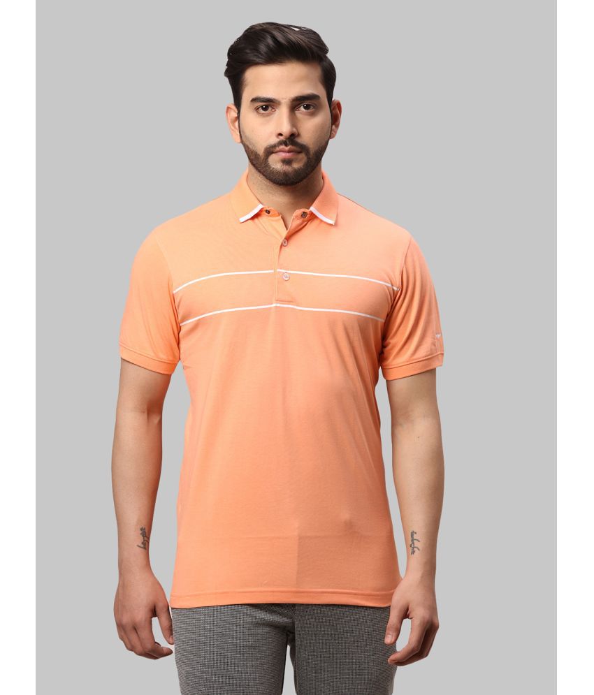     			Park Avenue Cotton Blend Slim Fit Striped Half Sleeves Men's Polo T Shirt - Orange ( Pack of 1 )