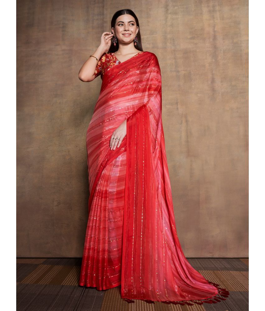     			Rekha Maniyar Fashions Chiffon Printed Saree With Blouse Piece - Teal ( Pack of 1 )