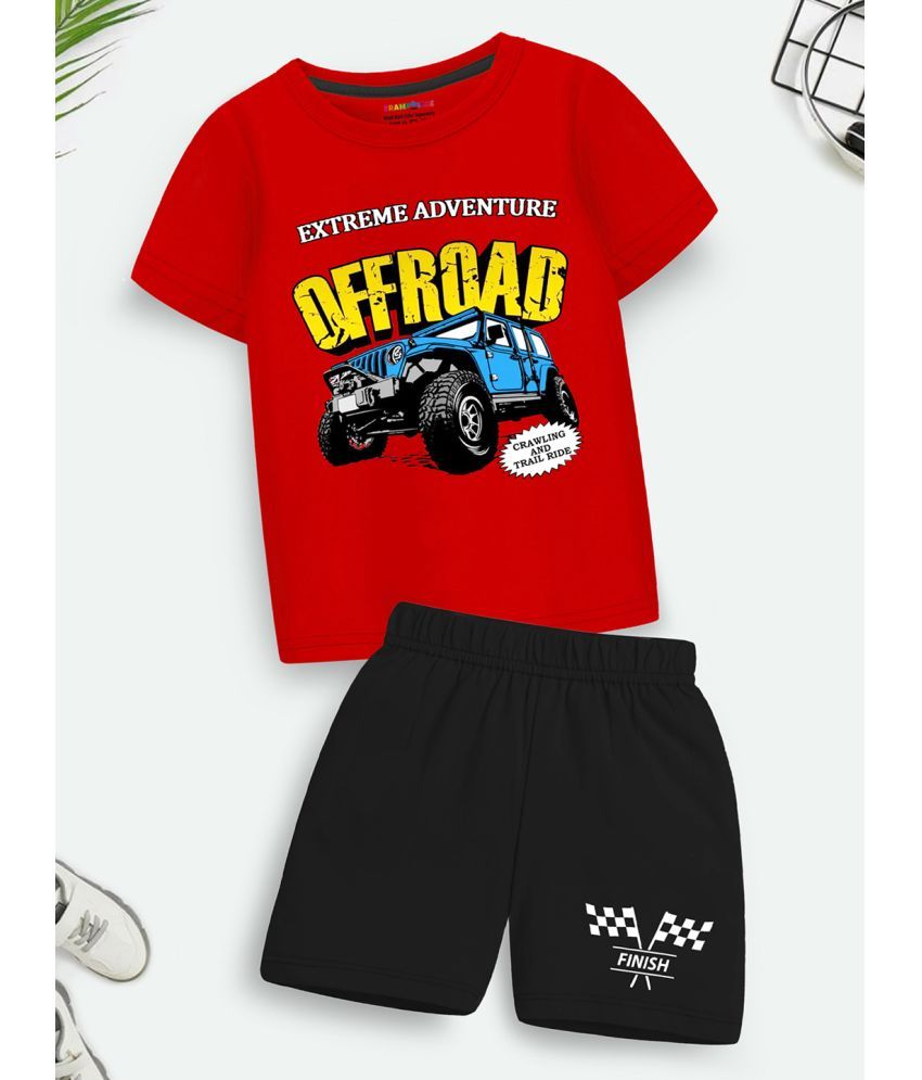     			Trampoline Multicolor Cotton Blend Boys T-Shirt & Shorts ( Pack of 1 )