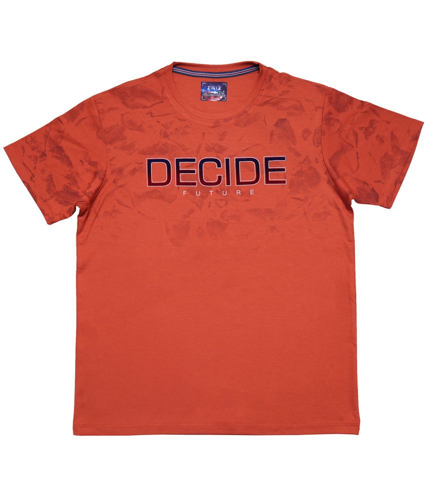     			Twix Orange Cotton Blend Boy's T-Shirt ( Pack of 1 )