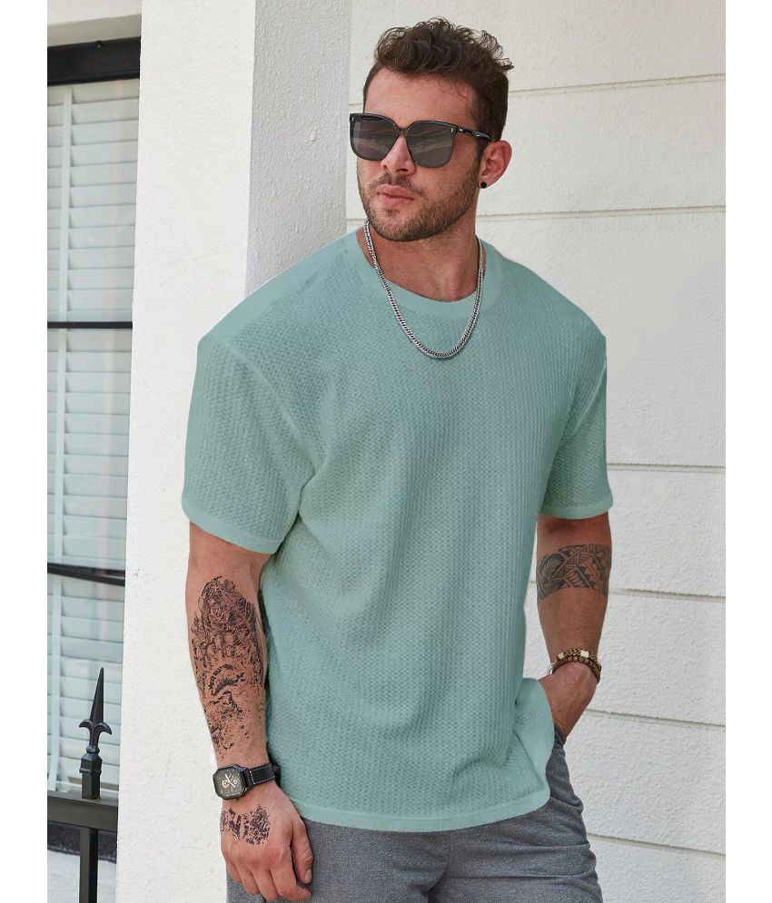     			fashion and youth Cotton Blend Oversized Fit Self Design Half Sleeves Men's T-Shirt - Light Green ( Pack of 1 )