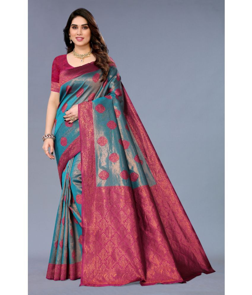     			Aadvika Banarasi Silk Printed Saree With Blouse Piece - Multicolour ( Pack of 1 )