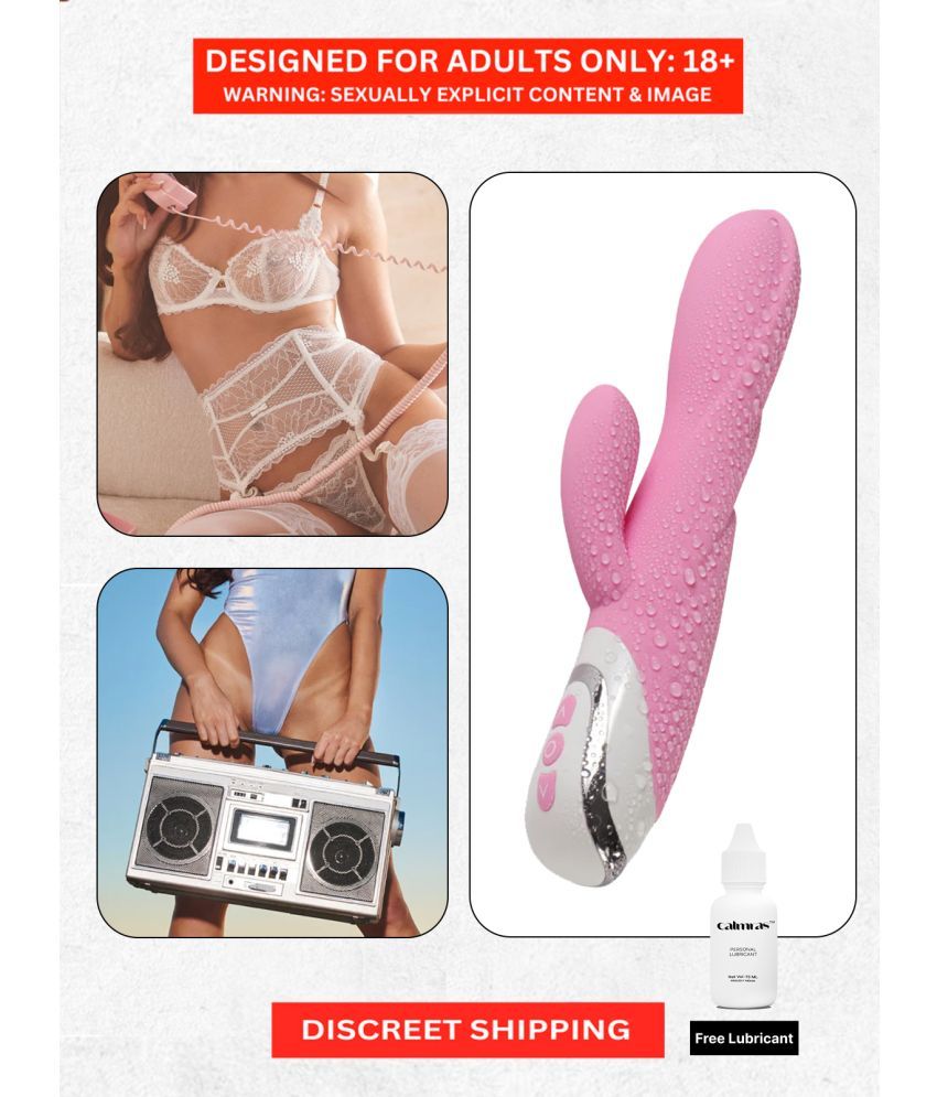     			Couple Vibrator- Reusable Waterproof G Spōṭ Clit Stimulation Rechargeable Rabbit Dildo with Free Calmras Lube