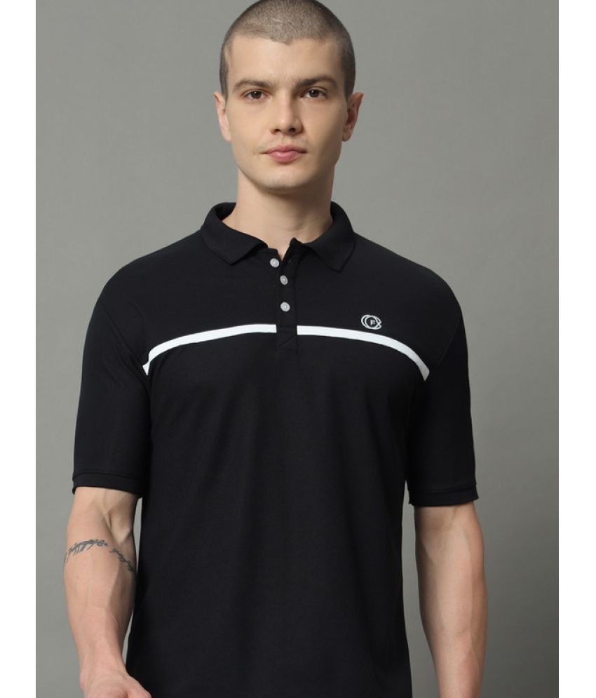     			FXSPORTS Cotton Blend Regular Fit Striped Half Sleeves Men's Polo T Shirt - Black ( Pack of 1 )