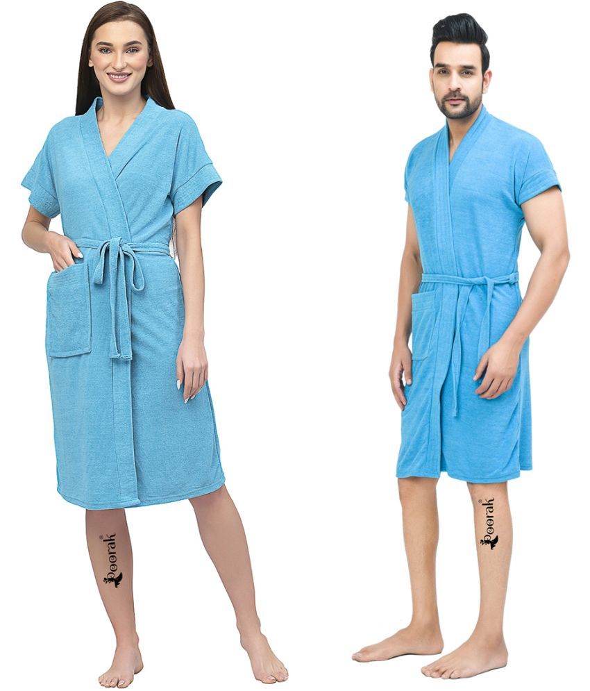     			Poorak Blue Free Size Bathrobe ( Pack of 1 )