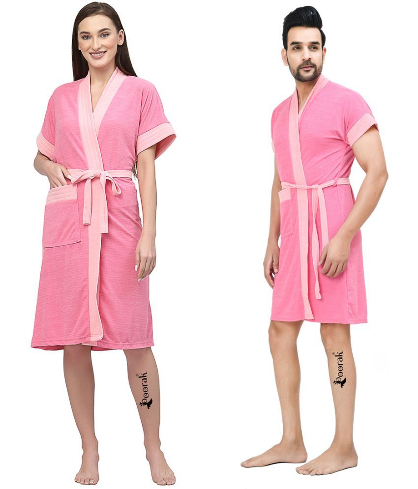     			Poorak Pink Free Size Bathrobe ( Pack of 1 )