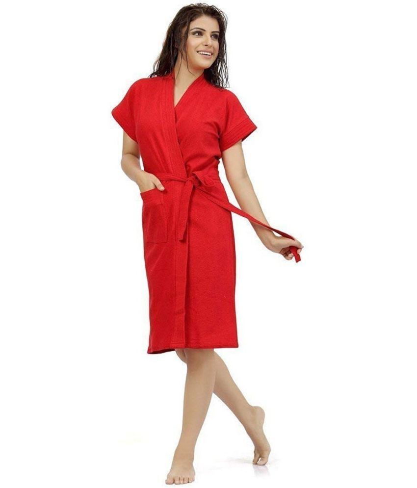     			Poorak Red Free Size Bathrobe ( Pack of 1 )