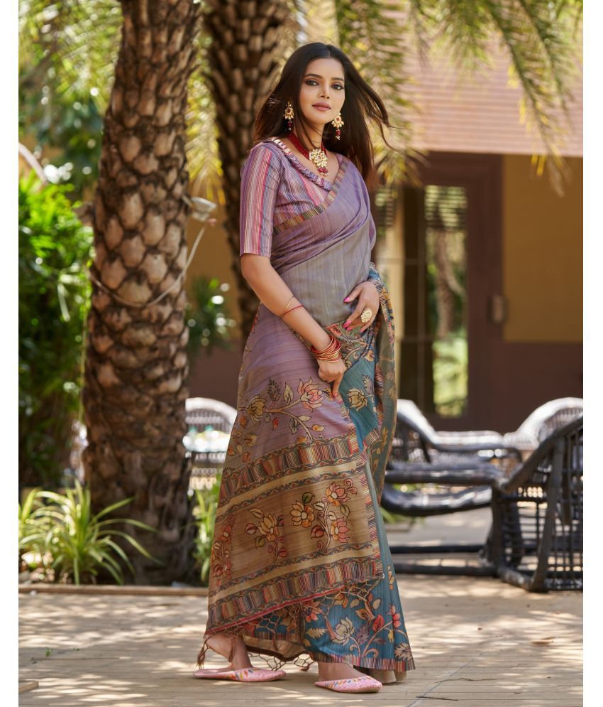     			Rekha Maniyar Silk Blend Woven Saree With Blouse Piece - Magenta ( Pack of 1 )