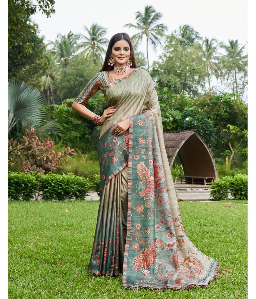     			Rekha Maniyar Silk Blend Woven Saree With Blouse Piece - Teal ( Pack of 1 )