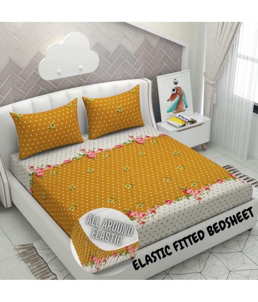     			YaAkholic Microfibre Abstract Fitted 1 Bedsheet with 2 Pillow Covers ( King Size ) - Multi