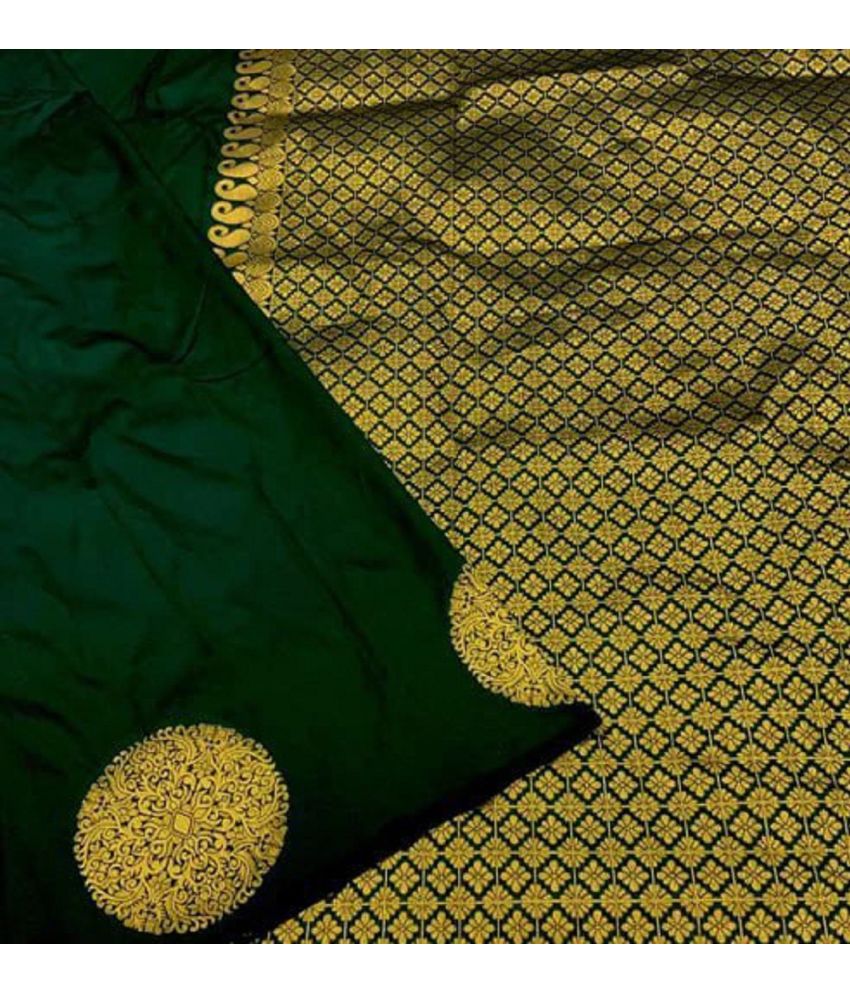     			Aika Banarasi Silk Embellished Saree With Blouse Piece - Green ( Pack of 1 )