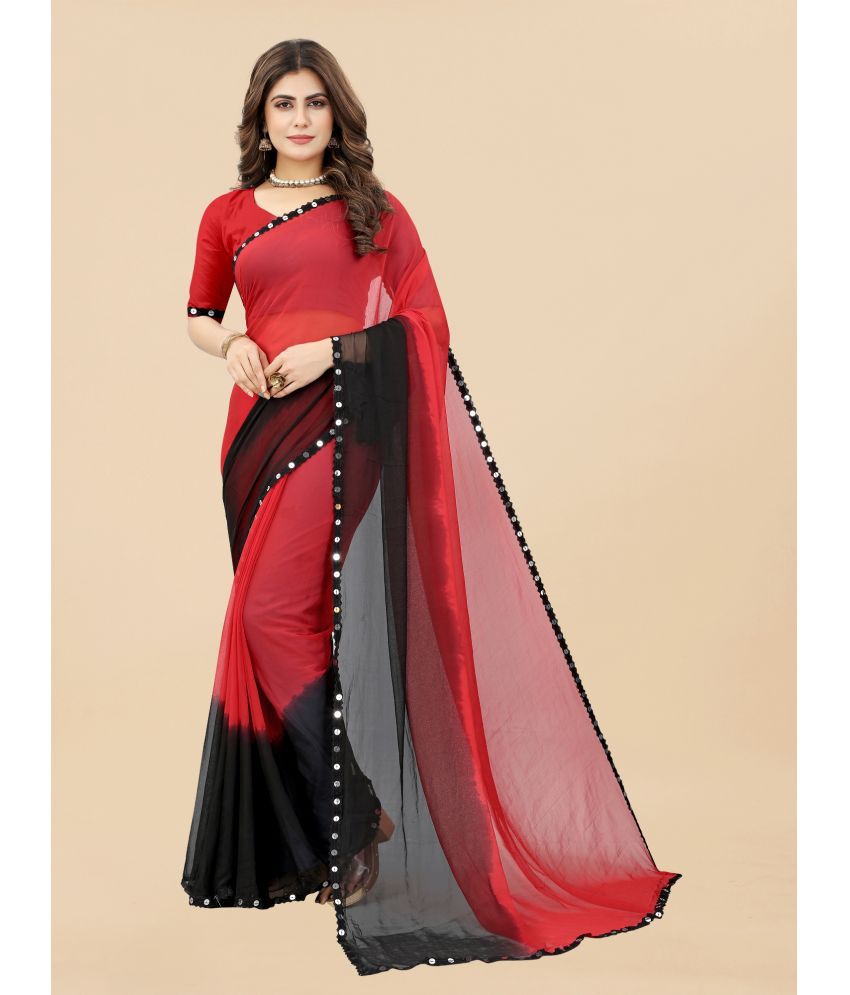     			Aika Georgette Embellished Saree With Blouse Piece - Black ( Pack of 1 )