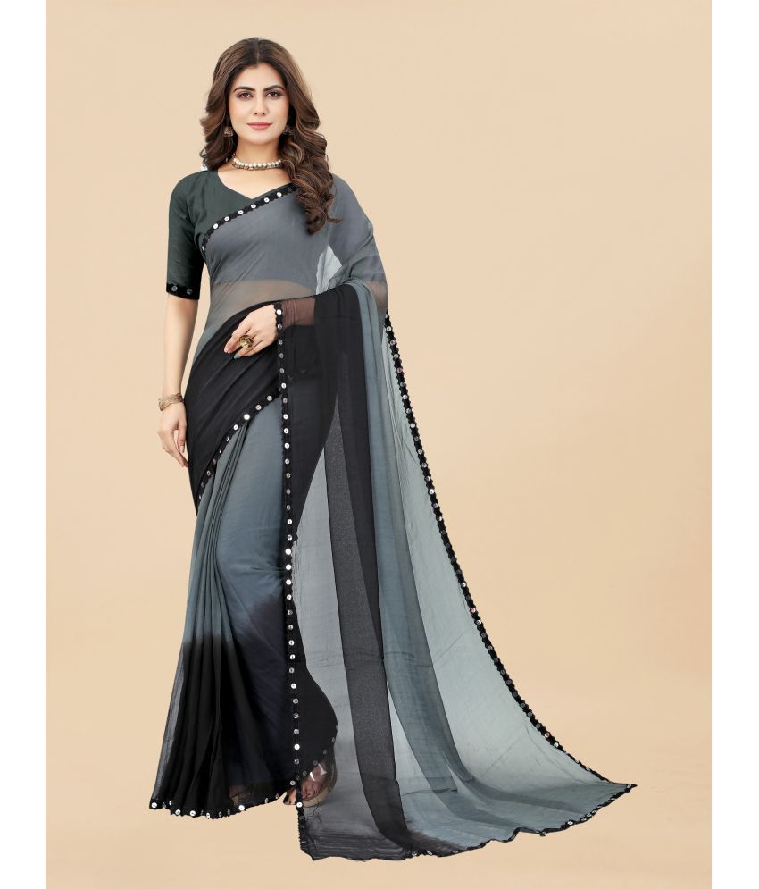     			Aika Georgette Embellished Saree With Blouse Piece - Grey ( Pack of 1 )
