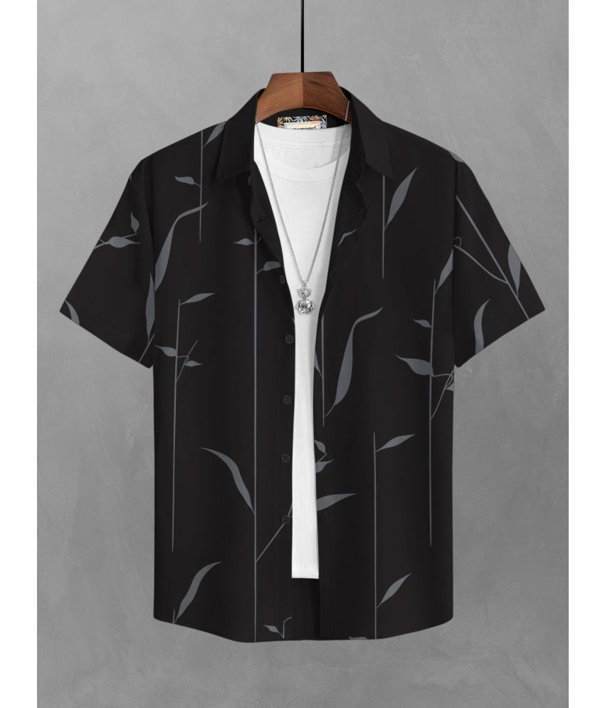     			BULLMER Cotton Blend Regular Fit Printed Half Sleeves Men's Casual Shirt - Black ( Pack of 1 )