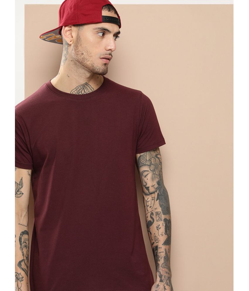     			Difference of Opinion Cotton Regular Fit Solid Half Sleeves Men's T-Shirt - Wine ( Pack of 1 )
