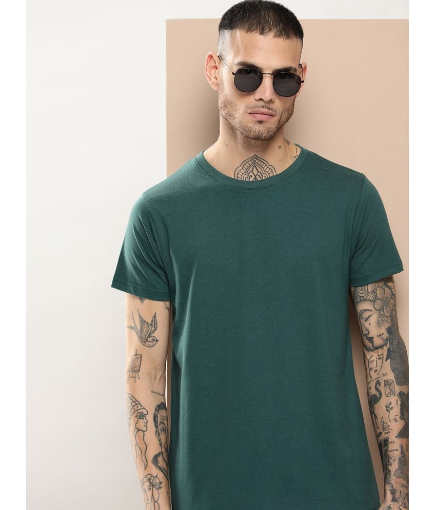     			Difference of Opinion Cotton Regular Fit Solid Half Sleeves Men's T-Shirt - Green ( Pack of 1 )