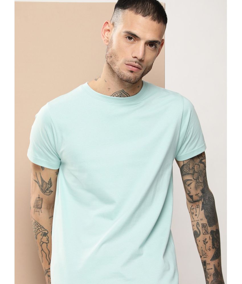     			Difference of Opinion Cotton Regular Fit Solid Half Sleeves Men's T-Shirt - Turquoise ( Pack of 1 )