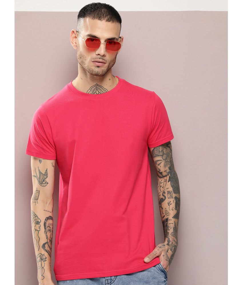     			Dillinger Cotton Regular Fit Solid Half Sleeves Men's T-Shirt - Pink ( Pack of 1 )
