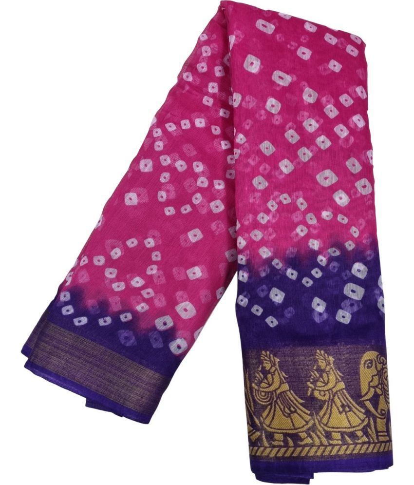     			HEMA SILK MILLS Art Silk Printed Saree With Blouse Piece - Pink ( Pack of 1 )