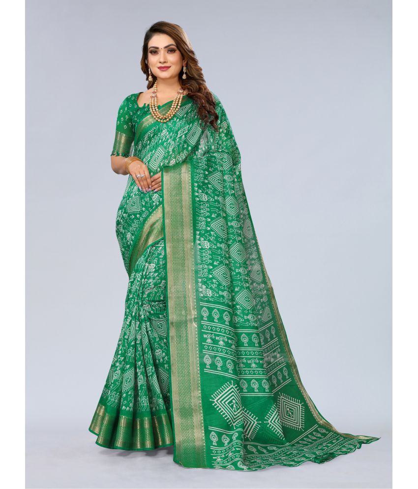     			HEMA SILK MILLS Cotton Silk Embellished Saree With Blouse Piece - Green ( Pack of 1 )