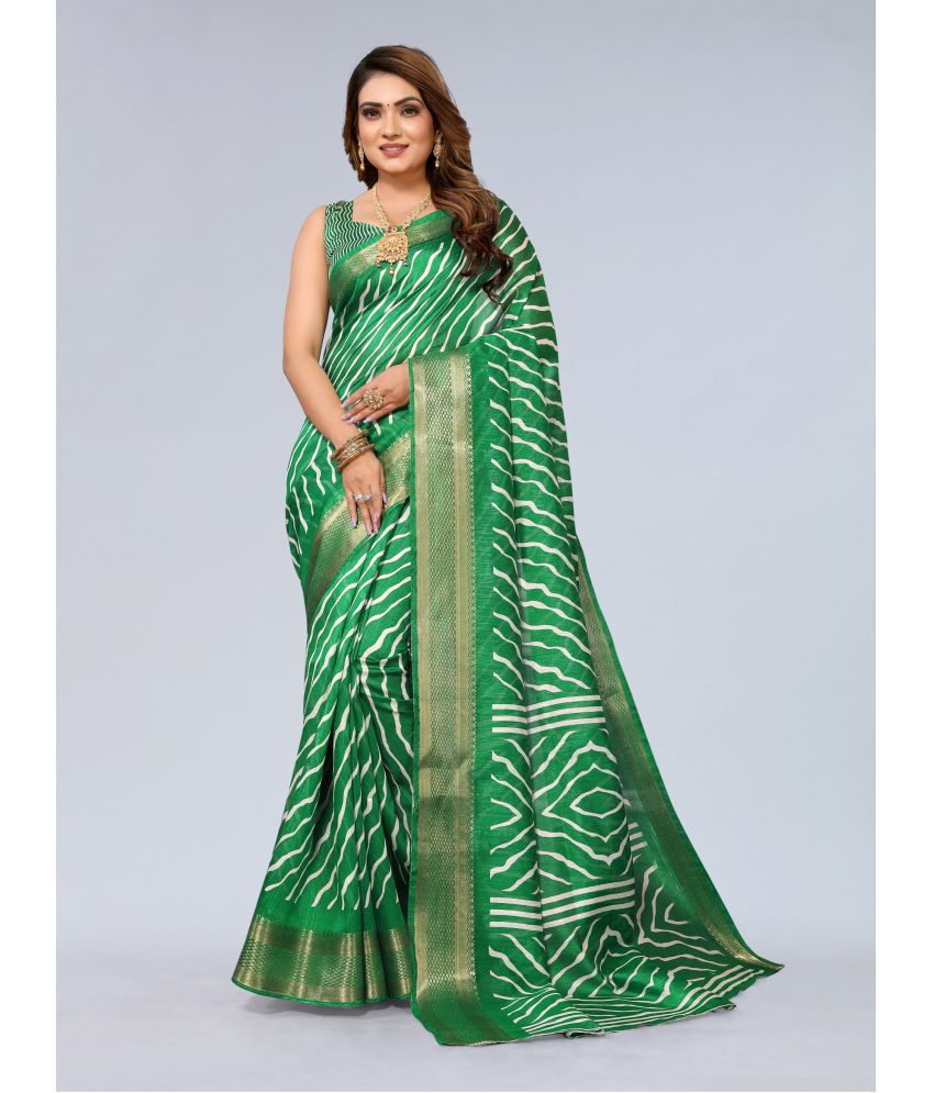     			HEMA SILK MILLS Cotton Silk Embellished Saree With Blouse Piece - Green ( Pack of 1 )