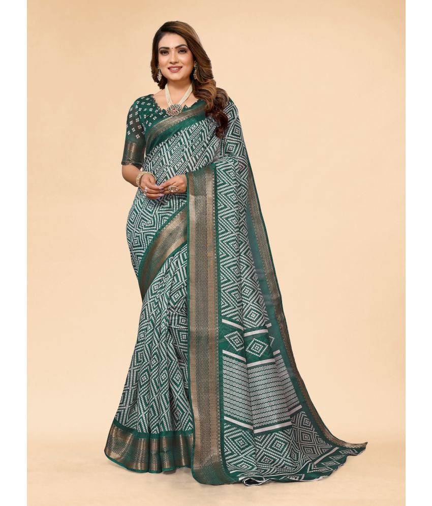     			HEMA SILK MILLS Cotton Silk Embellished Saree With Blouse Piece - Green ( Pack of 1 )