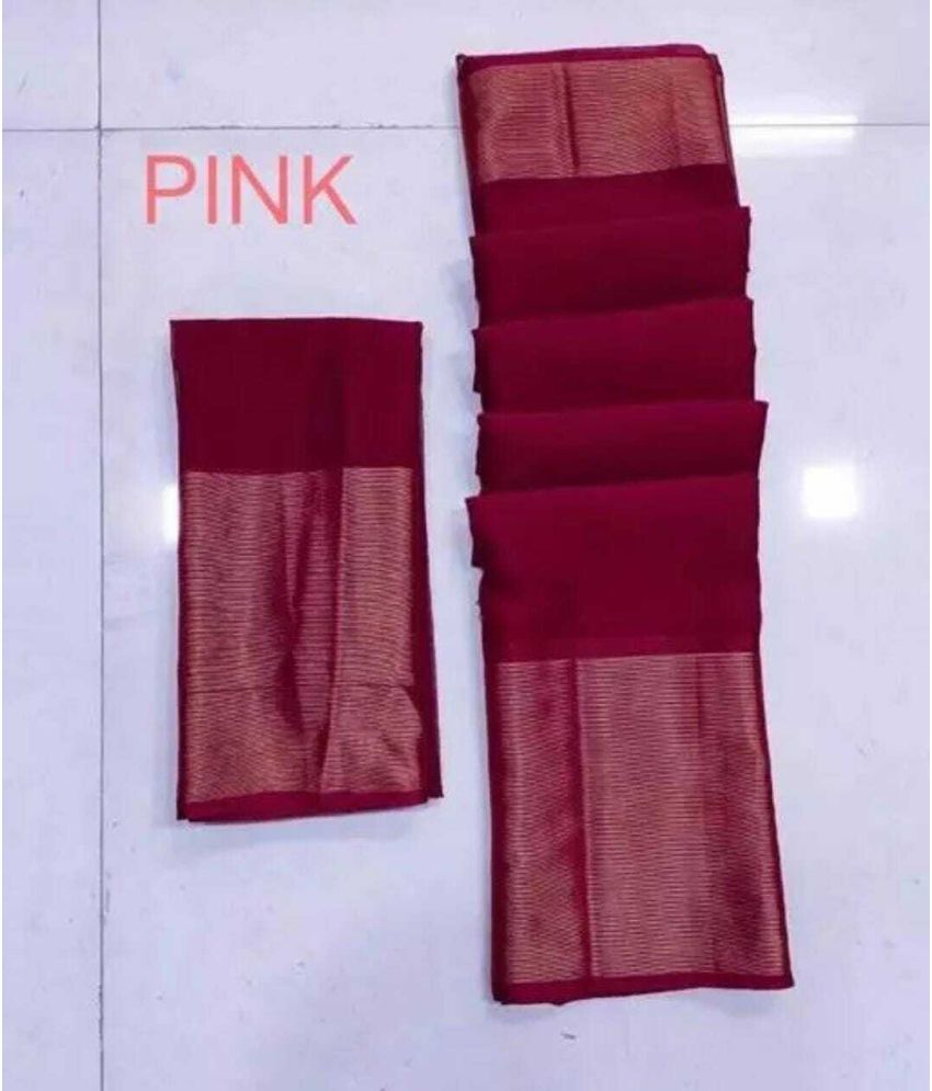     			HEMA SILK MILLS Georgette Self Design Saree With Blouse Piece - Pink ( Pack of 1 )