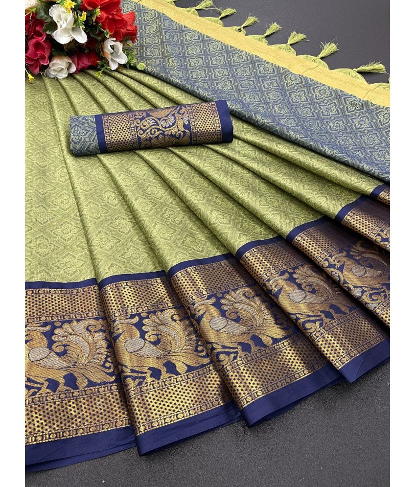     			JULEE Banarasi Silk Embellished Saree With Blouse Piece - Blue ( Pack of 1 )