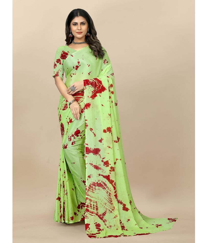     			JULEE Georgette Embellished Saree With Blouse Piece - Light Green ( Pack of 1 )