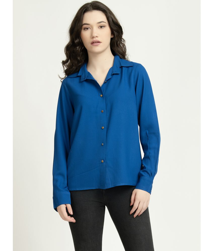     			June 9 Clothing Blue Polyester Women's Shirt Style Top ( Pack of 1 )