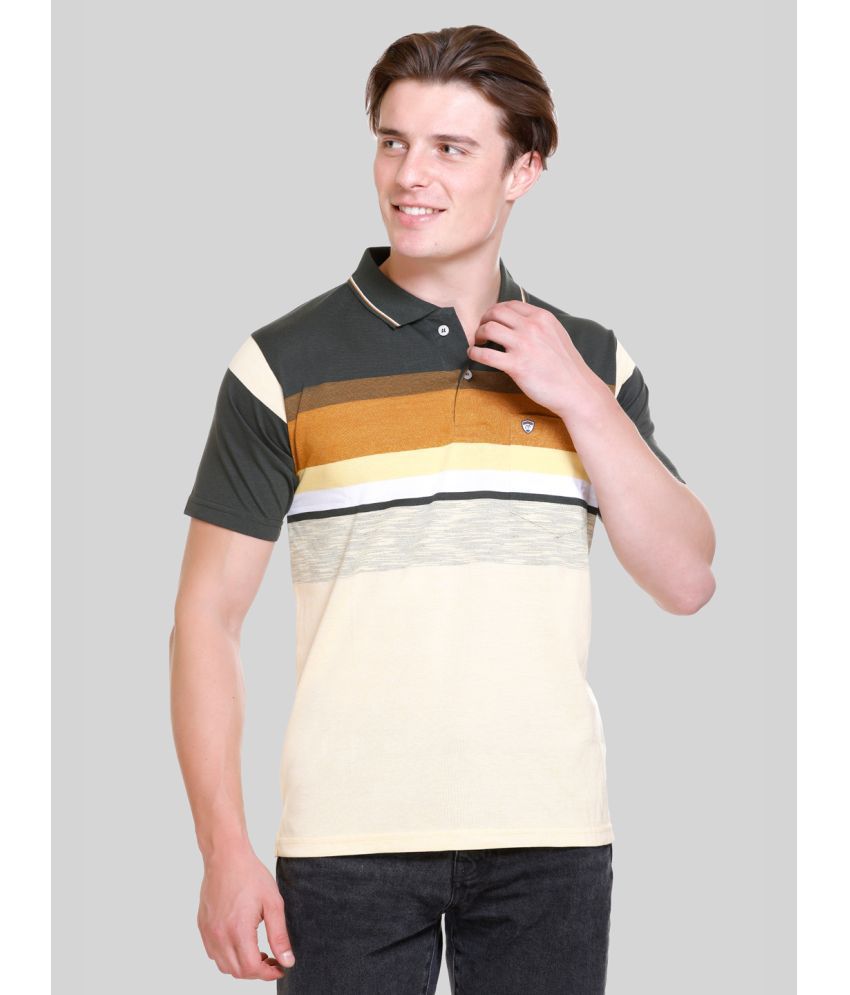     			Otaya Plus Cotton Blend Regular Fit Colorblock Half Sleeves Men's Polo T Shirt - Yellow ( Pack of 1 )