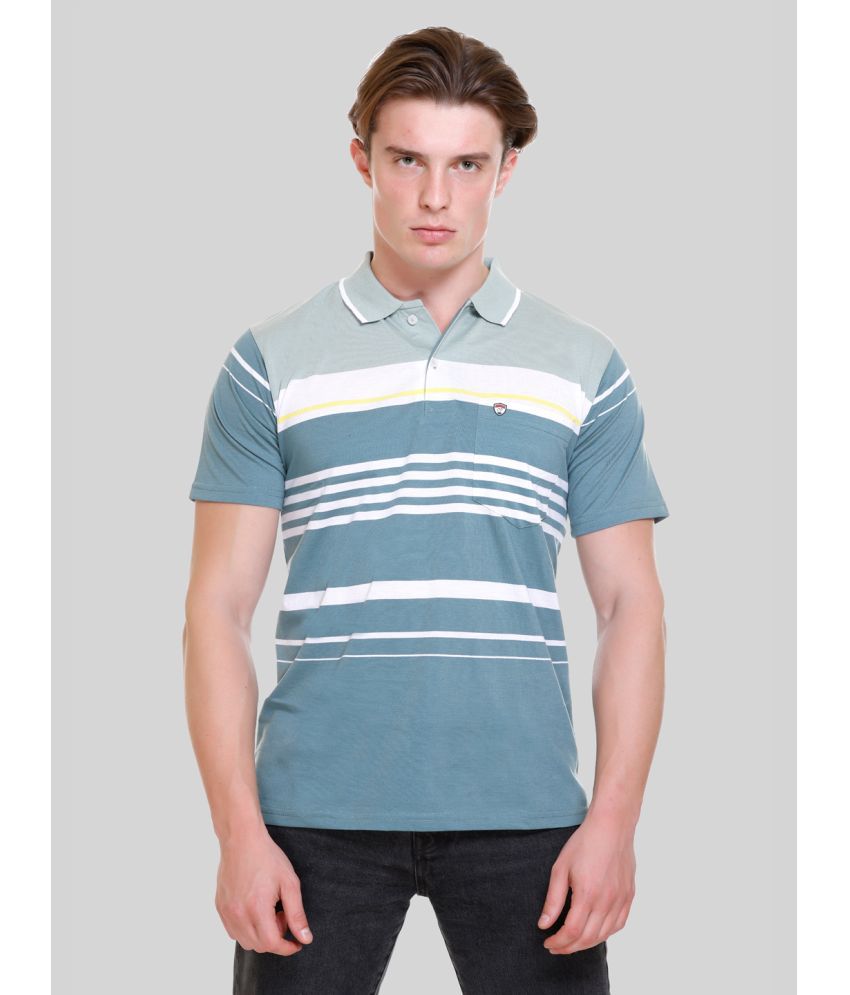     			Otaya Plus Cotton Blend Regular Fit Colorblock Half Sleeves Men's Polo T Shirt - Green ( Pack of 1 )