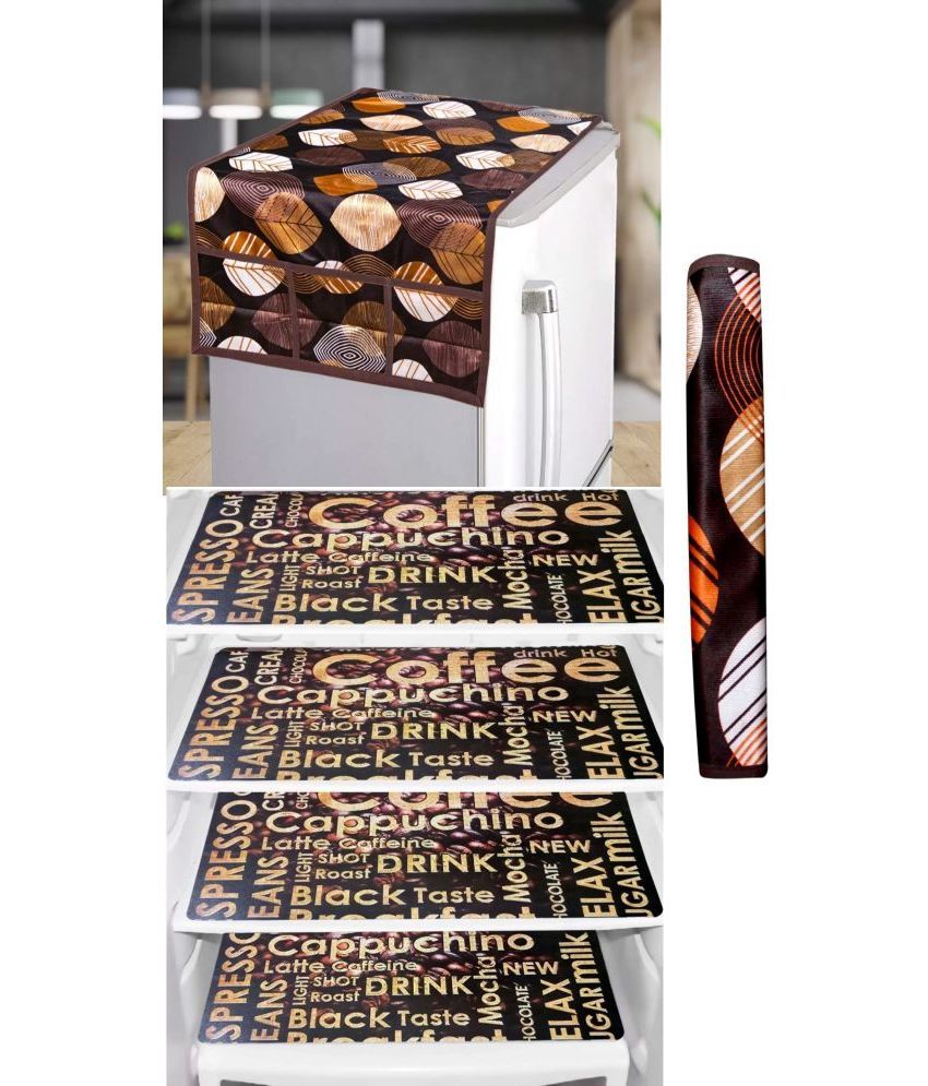     			Shaphio Polyester Nature Fridge Mat & Cover ( 99 58 ) Pack of 6 - Brown