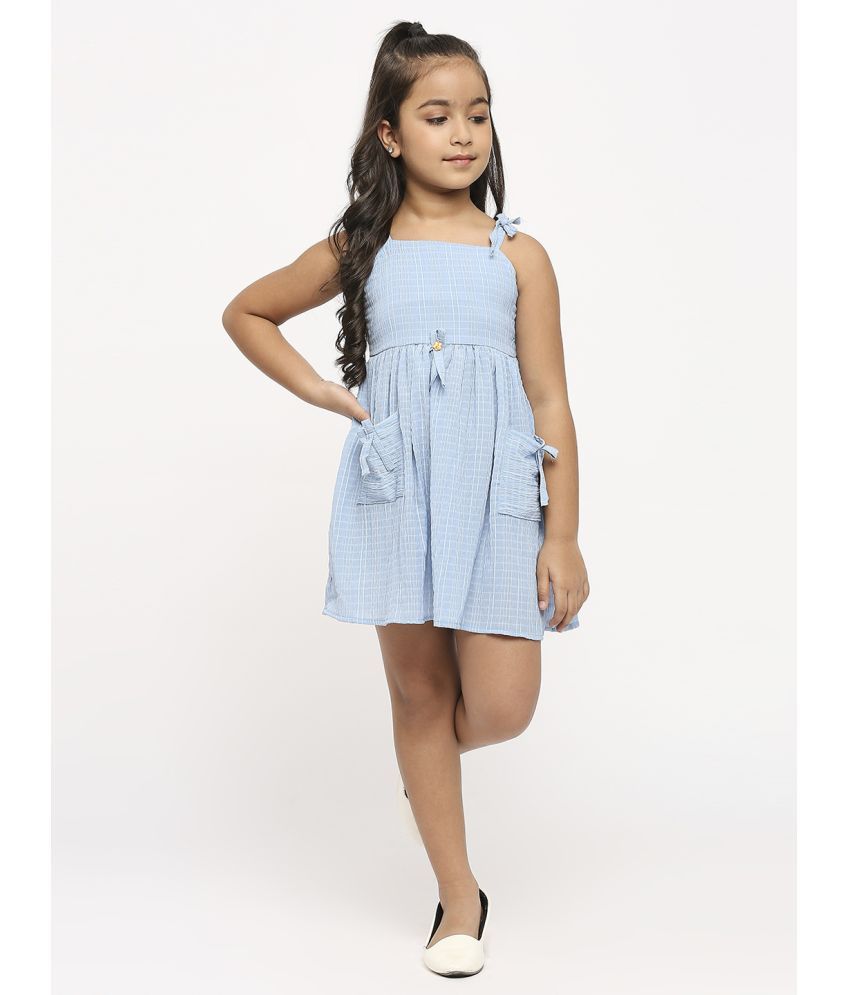     			gufrina Polyester Fit And Flare Dress For Girls ( Pack of 1 , Sky Blue )