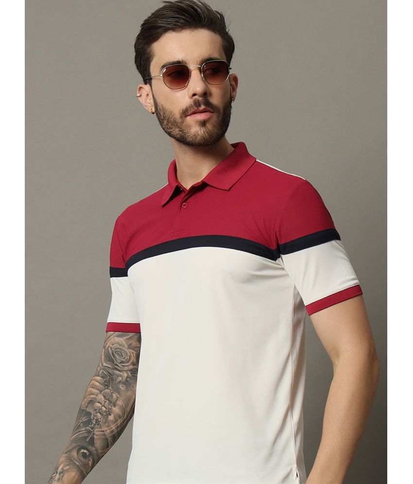     			renuovo Cotton Blend Regular Fit Colorblock Half Sleeves Men's Polo T Shirt - Maroon ( Pack of 1 )