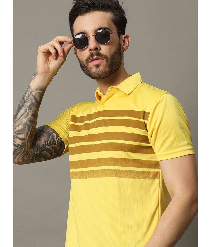     			renuovo Pack of 1 Cotton Blend Regular Fit Striped Half Sleeves Men's Polo T Shirt ( Yellow )