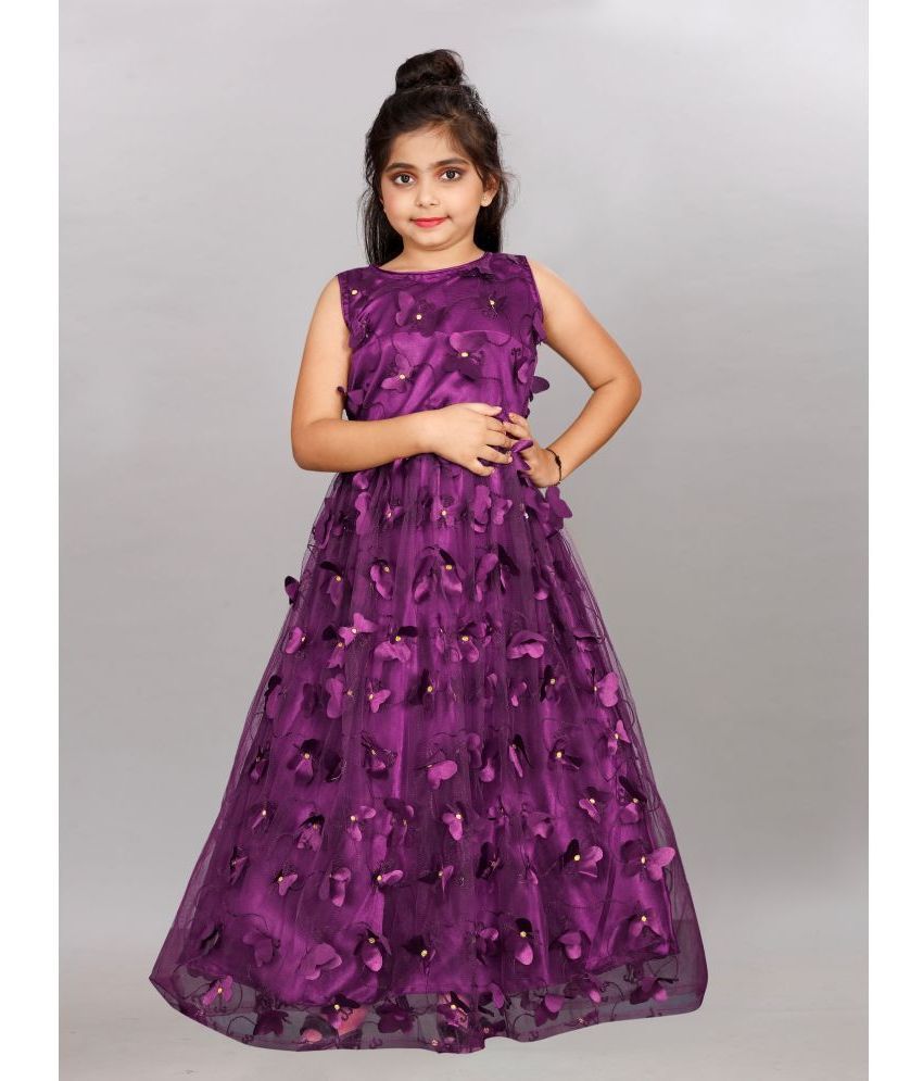     			A TO Z CART Purple Net Girls Gown ( Pack of 1 )