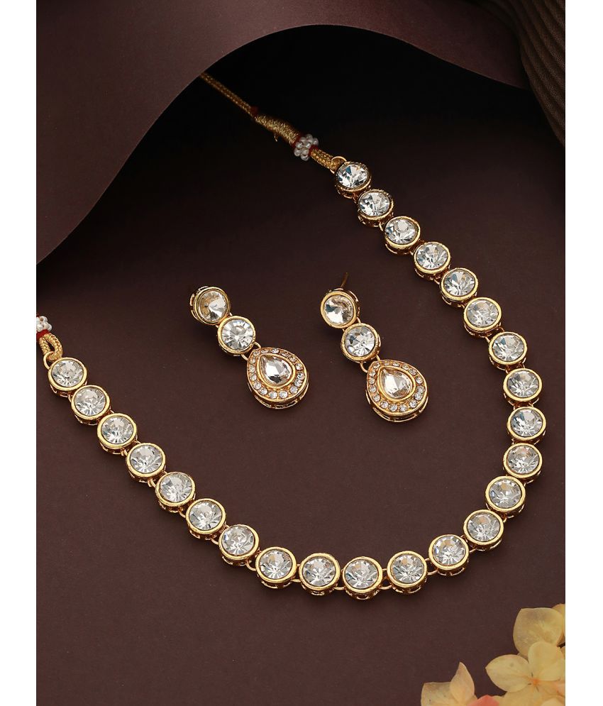     			AATMANA Gold Brass Necklace Set ( Pack of 1 )
