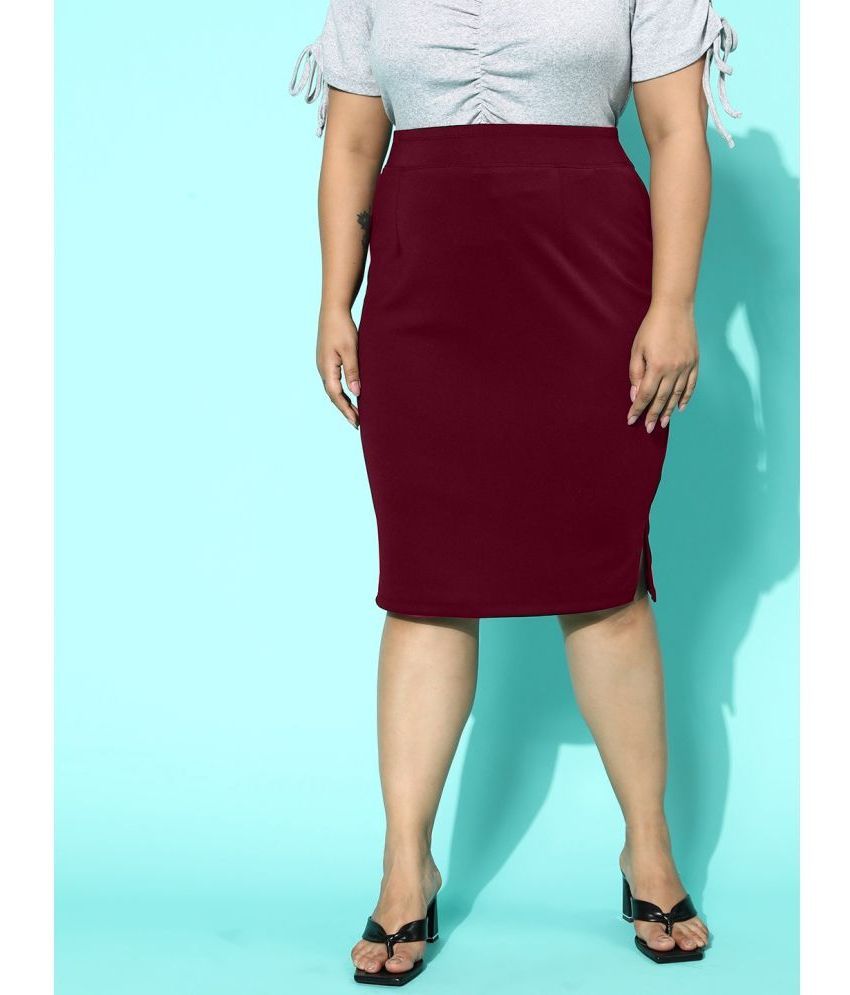     			BuyNewTrend Maroon Polyester Women's Straight Skirt ( Pack of 1 )