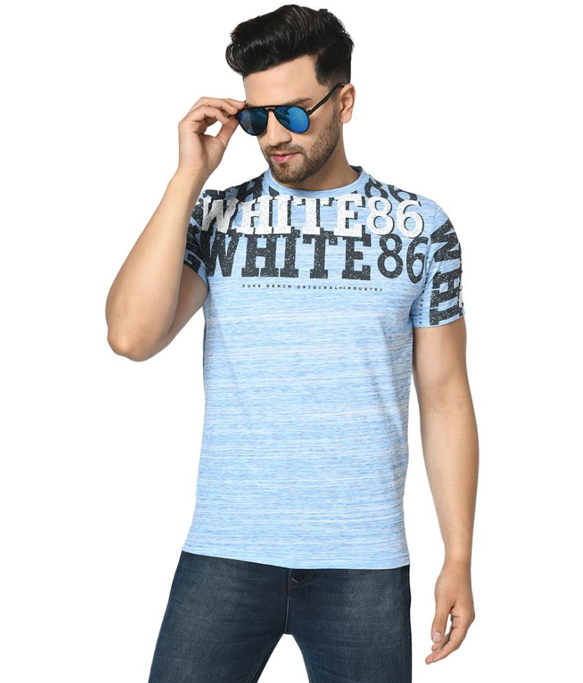     			Duke Cotton Blend Slim Fit Printed Half Sleeves Men's T-Shirt - Blue ( Pack of 1 )