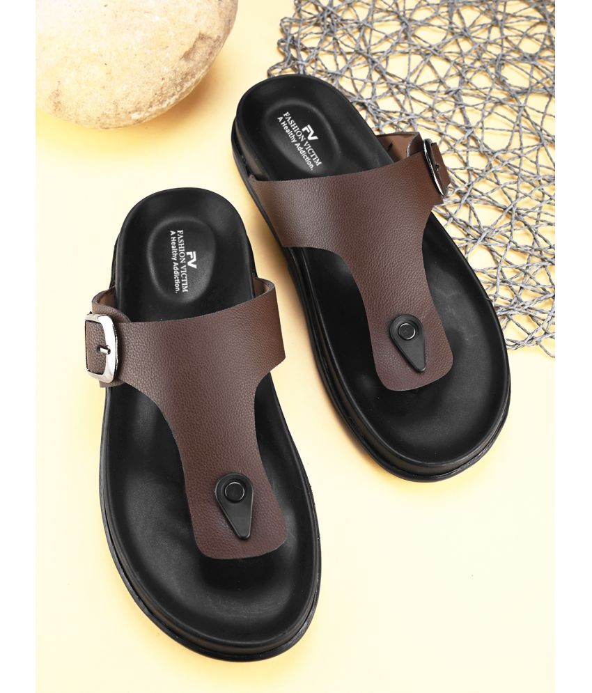     			Fashion Victim Brown Men's Thong Flip Flop