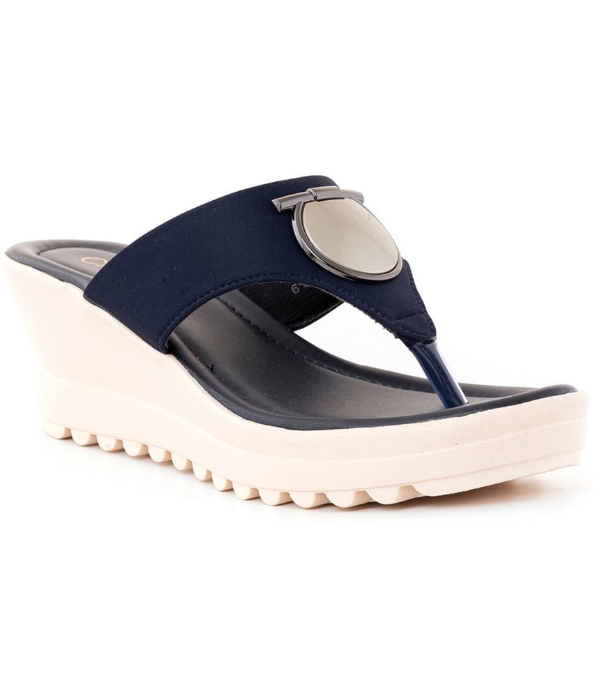     			KHADIM Navy Blue Women's Slip On Heels